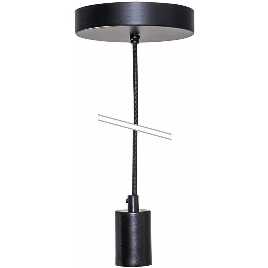 Pendente Metallum Preta 1 X E27 com Canopla e Cabo Preto - G-light