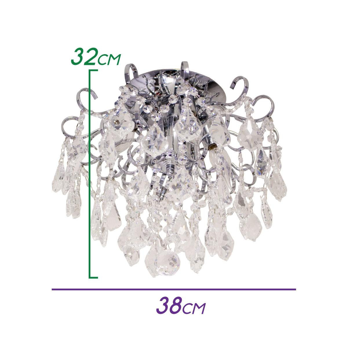 Plafon Cristais Malipiero Cromado (4 Lamp E14) Tupiar