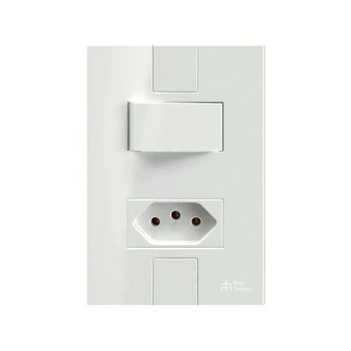 1 Interruptor Simples Soft + 1 Tomada 2p+t 10a 250vca com Placa Click - Mectronic