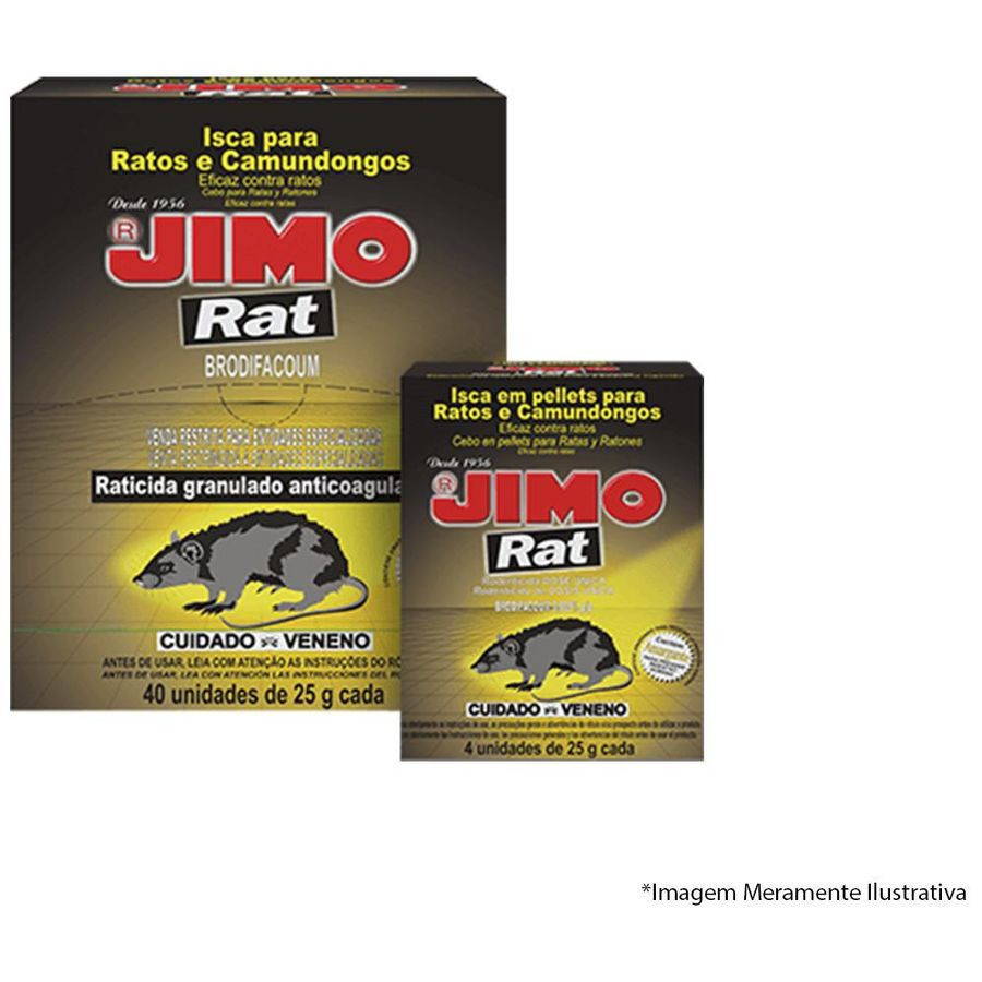 Isca Inseticida Ratos 25g 40 Peças - Jimo
