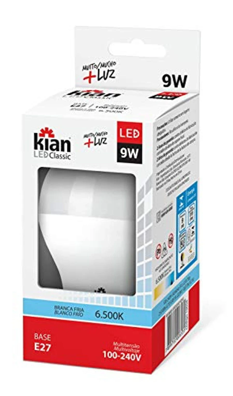 Lampada Led 9 Watts Bivolt Luz 6500k Kian