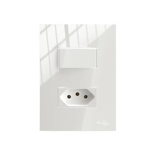 1 Interruptor Simples Soft + 1 Tomada 2p+t 10a 250vca com Placa On - Mectronic