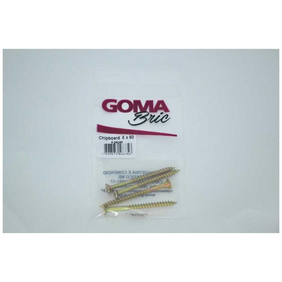 Parafuso Madeira Chipboard 6.0 X 60mm 4 Peças - Goma