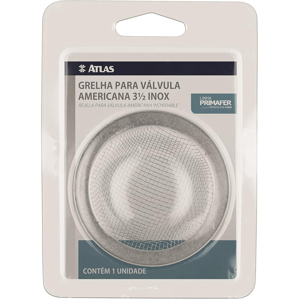 Grelha de Inox para Válvula Americana 31/2, Cor Prata, Linha Primafer, Atlas.