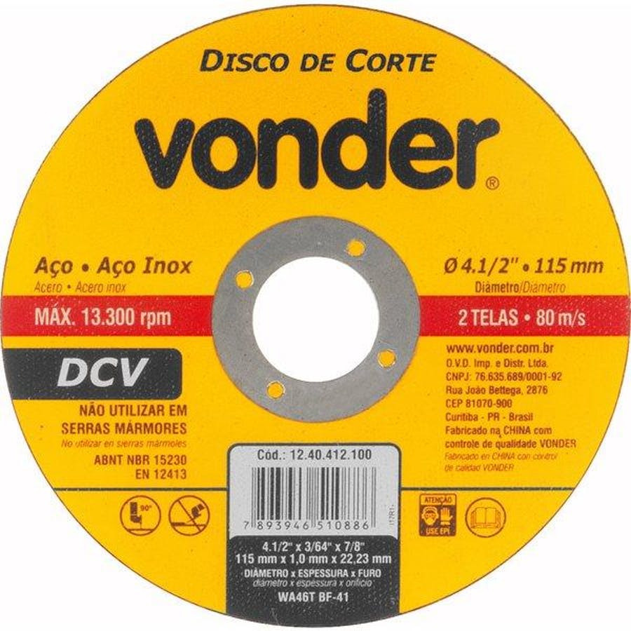 Kit com 25 Unidades Disco de Corte - Vonder