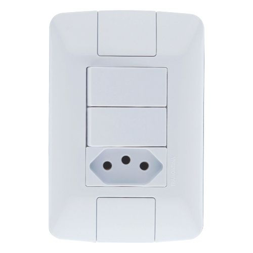 Conjunto 2 Interruptores Simples + Tomada 10a - Linha Aria - Tramontina