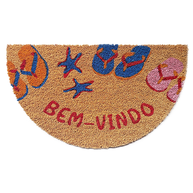 Capacho Fibra de Coco Meia Lua 60x33cm Praia