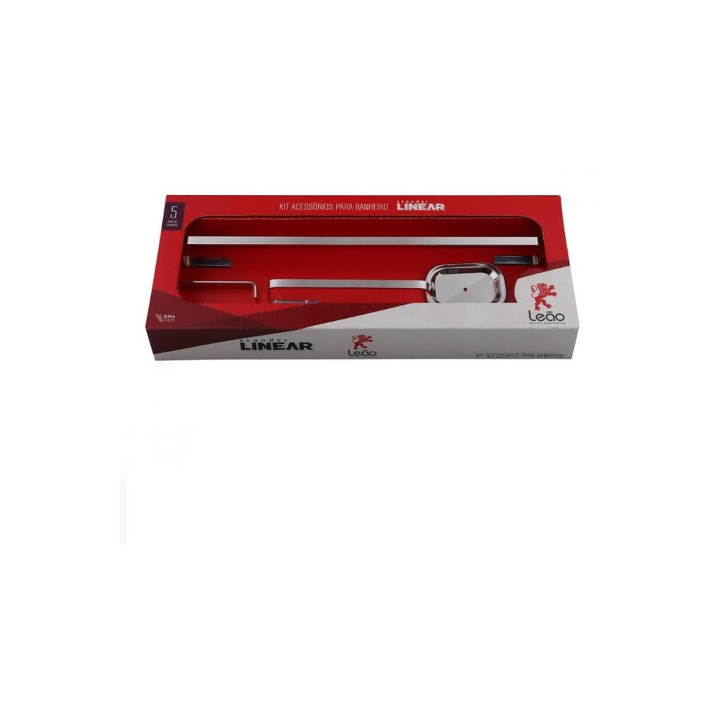 Kit Stander Leão para Banheiro Linear AL - 5 Peças Cromado