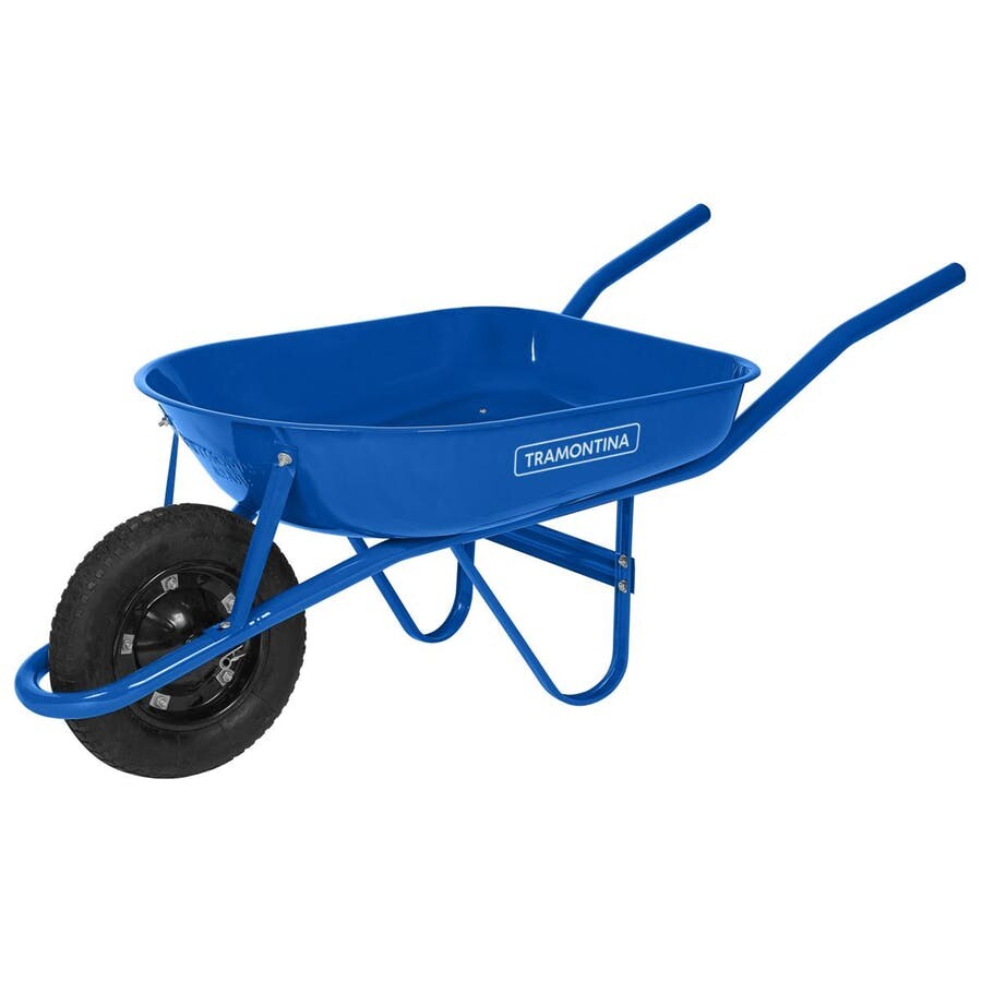 Carrinho de Mão com Caçamba Redonda Metálica Azul 50l Braço Metálico e Pneu com Câmara - Tramontina