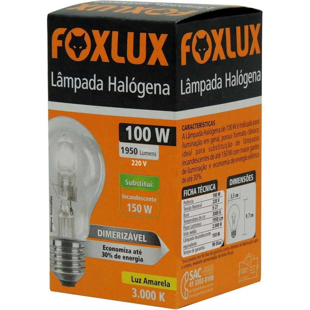 Foxlux Lâmpada Halógena Clássica 100w 220v