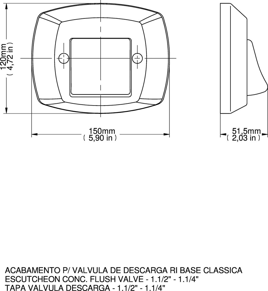 Acabamento para Válvula de Descarga Clássica Chrome/black