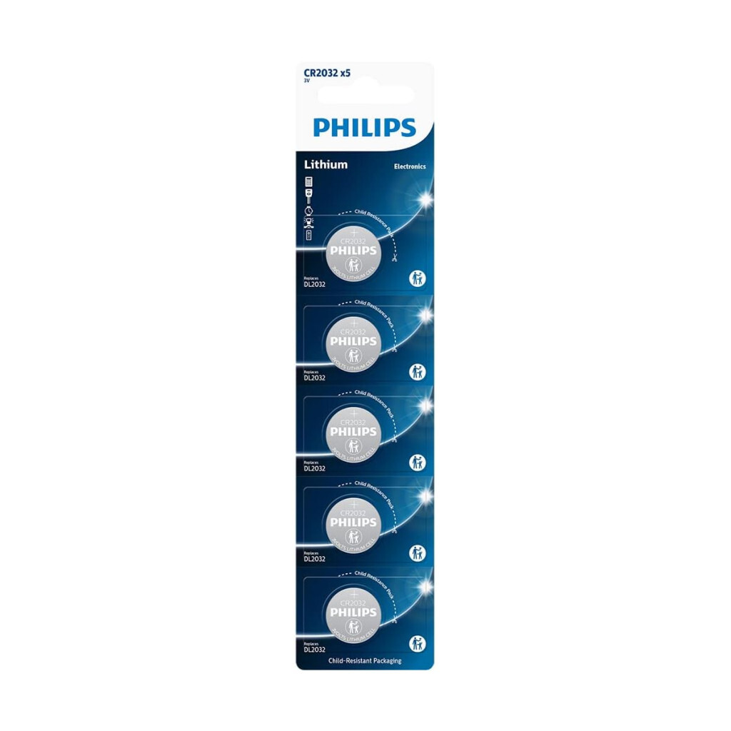 Bateria Philips do Tipo Moeda Cr2032 3v Lítio com Pack 5 Unidades Cr2032p5b/59