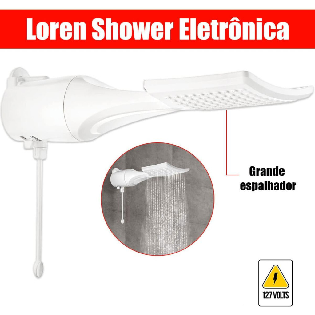 Chuveiro Loren Shower Eletrônico 5500w 127v~ Lorenzetti, Branco