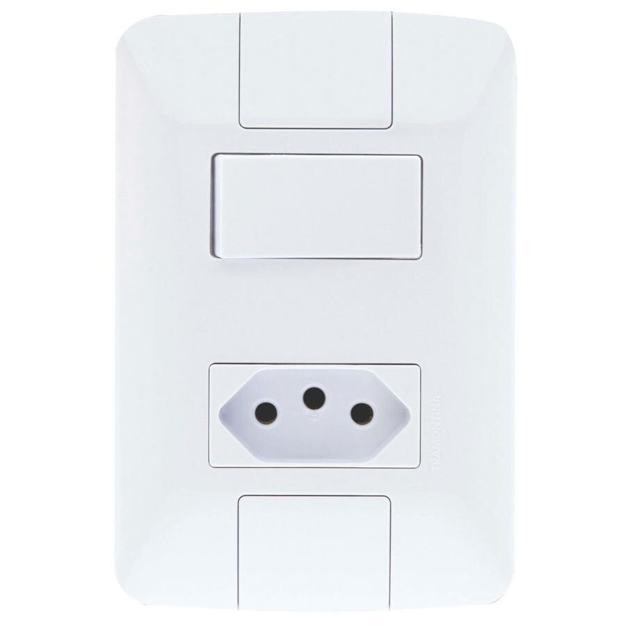 Conjunto 1 Interruptor Paralelo Aria250v/ 6a + 1 Tomada 2p + T250v/ 10a - Tramontina