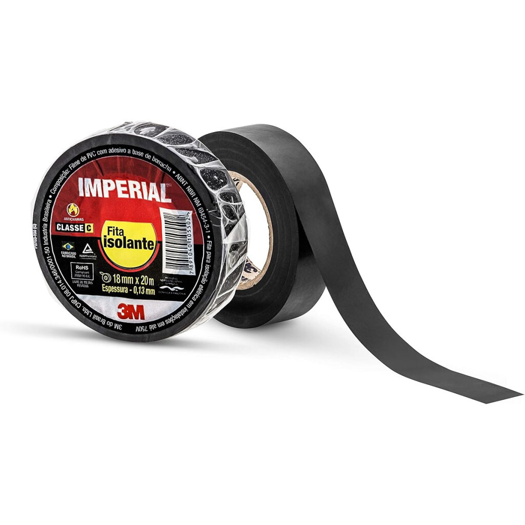 Fita Isolante 18mm X 20m Imperial Slim Preta 3m