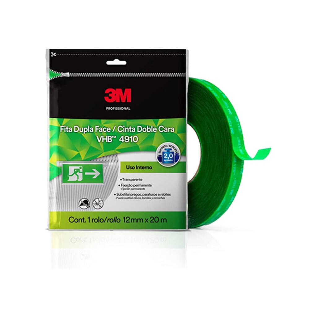 3m, Fita Vhb, Dupla-face, Adesivo Transferível, 4910, 12 Mm X 20m