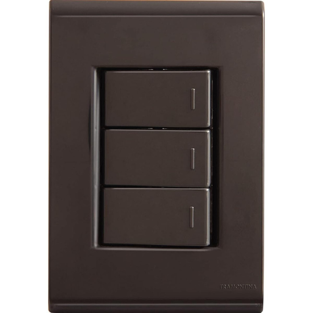 Conjunto 4x2 com 3 Interruptores Simples 10 a 250 V Tramontina Liz Grafite Tramontina