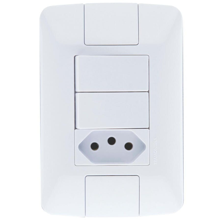 Conjunto 2 Interruptores Simples Aria 4 X 2250v/ 6a + 1 Tomada 2p + T250v/ 10a - Tramontina