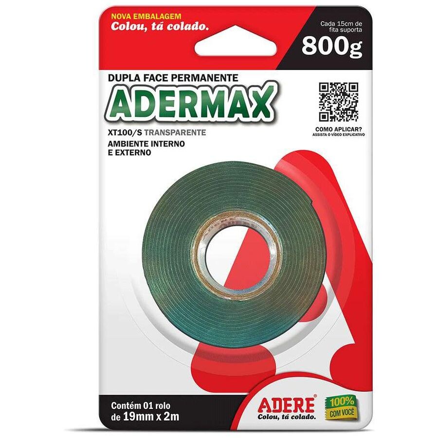 Fita Dupla Face Adermax Acril Xt100/s 19mm X 2m Blister