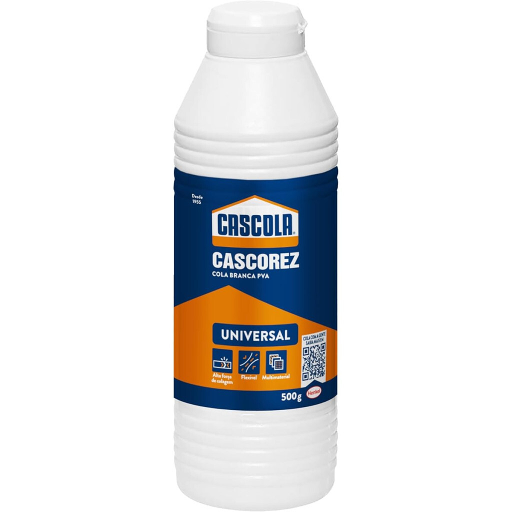 Cascola Cascorez Universal, Cola Branca Extra Forte de Fácil Aplicação, Cola de Pva com Secagem Transparente, Cascorez Universal para Colagens de Alto Desempenho, 1x0,5kg