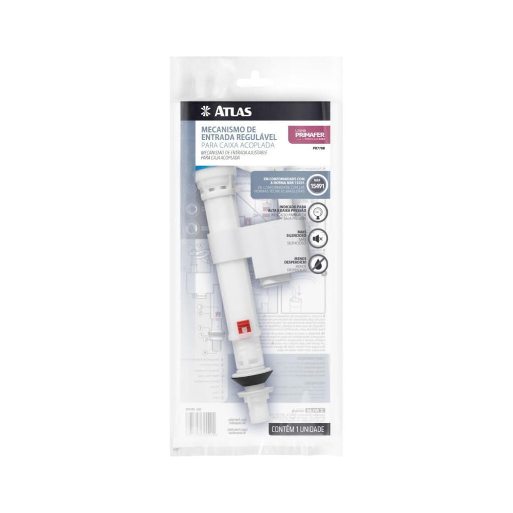 Atlas - Mecanismo de Entrada Regulável para Caixa Acoplada, Linha Primafer.