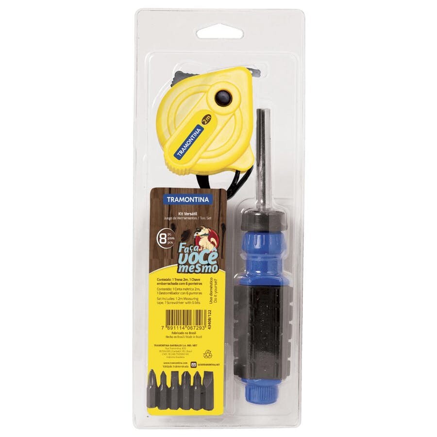 Kit de Ferramentas Ponteiras, Chave com Adaptador e Trena 8 Peças - Tramontina