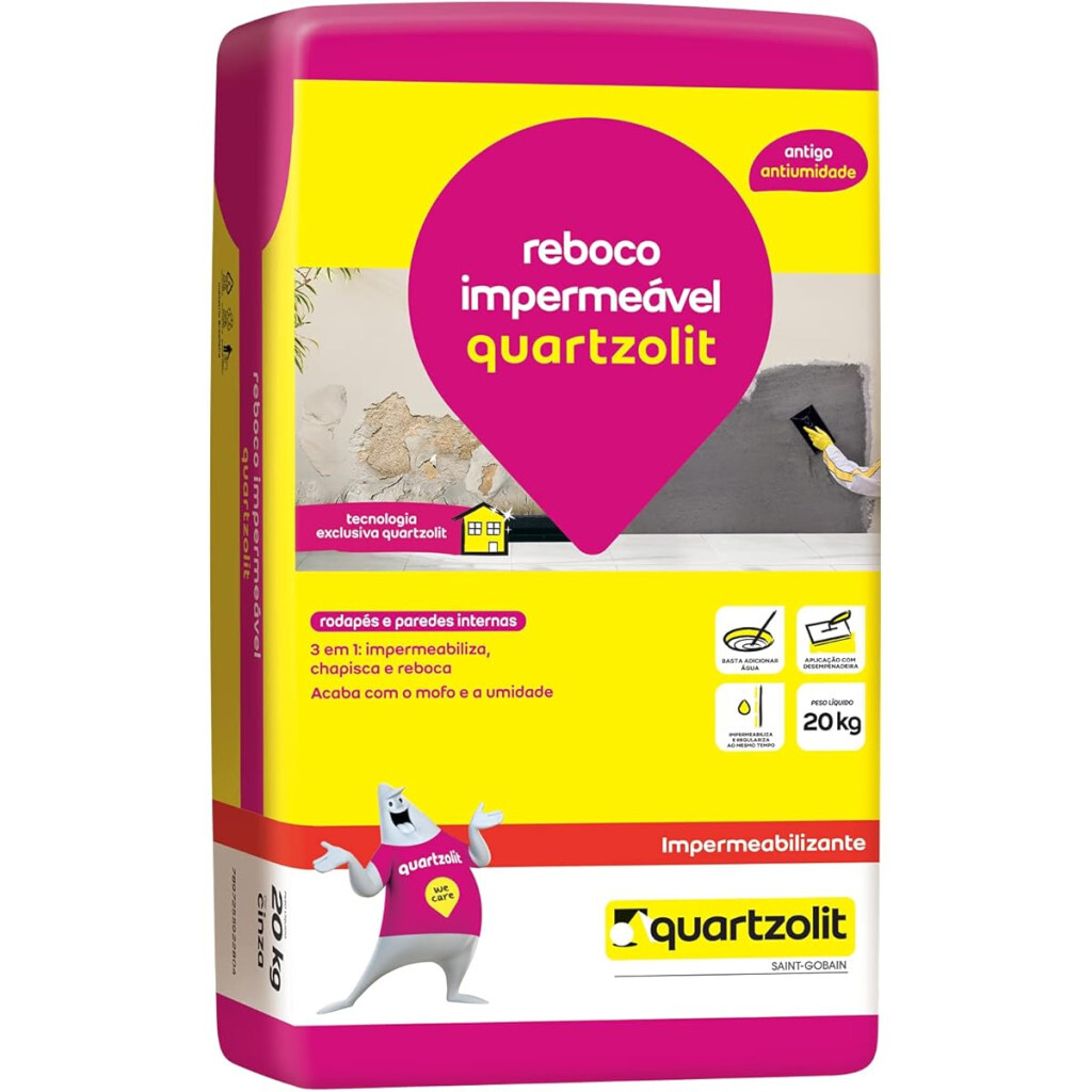 Reboco Impermeável 20kg - Quartzolit