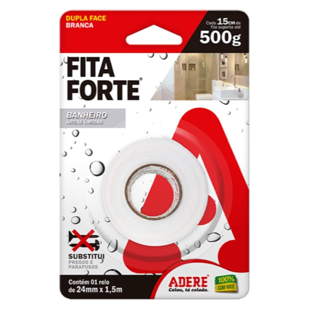 Fita Dupla Face Fita Forte Banheiro 24mm X 1,5m Adere, 255860