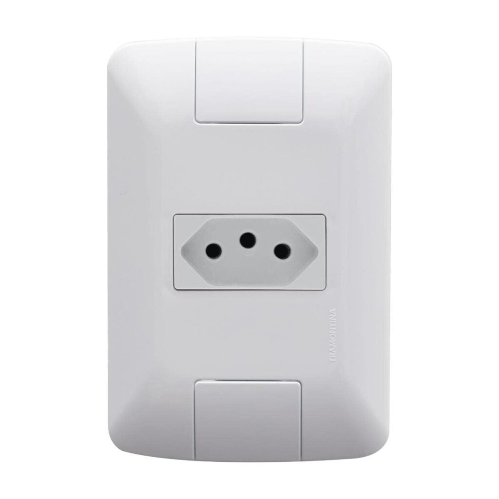 Conjunto Placa 4x2 + 1 Tomada 2p + T Termopl 20a 250v Linha Aria Branco Tramontina