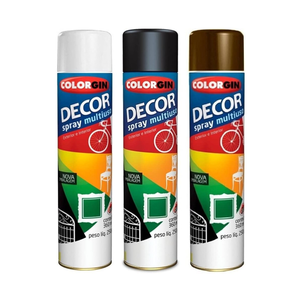 Tinta Spray Preto Brilhante Decor 8701 Colorgin