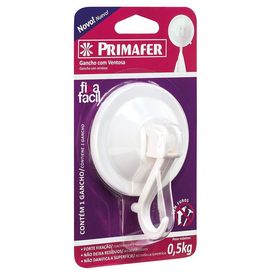 Gancho Primafer com Ventosa 0,5kg Blister Pr2584 - Primafer