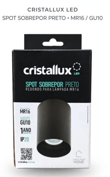 Cristallux Spot Sob. P/lamp Mr16 Preto 206787 Boxit Redondo