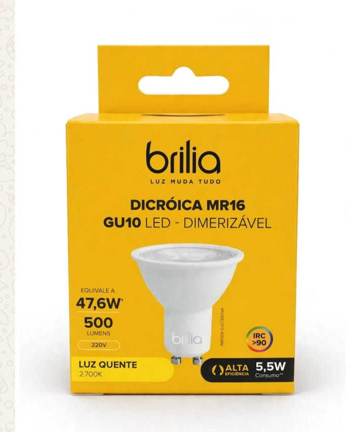 Lampada Led 5.5w Mr16 Brilia 220v 2700k 317390 Dimerizavel