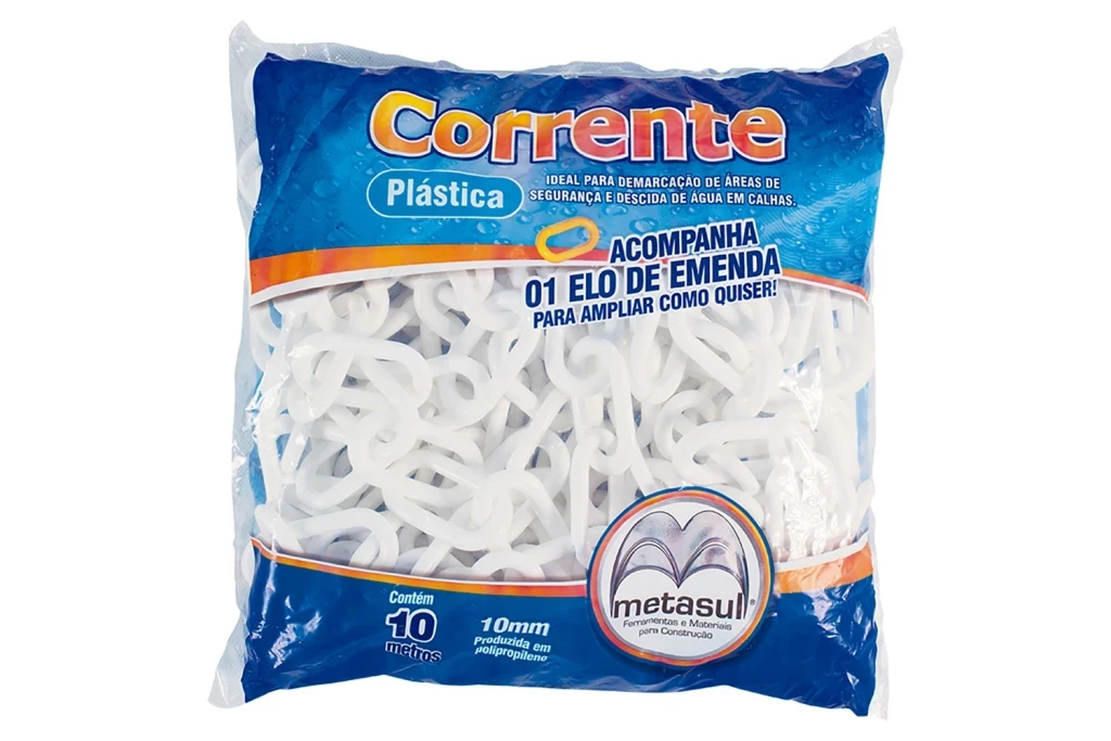 Corrente Plástica 10mm com 10 Metros Branca