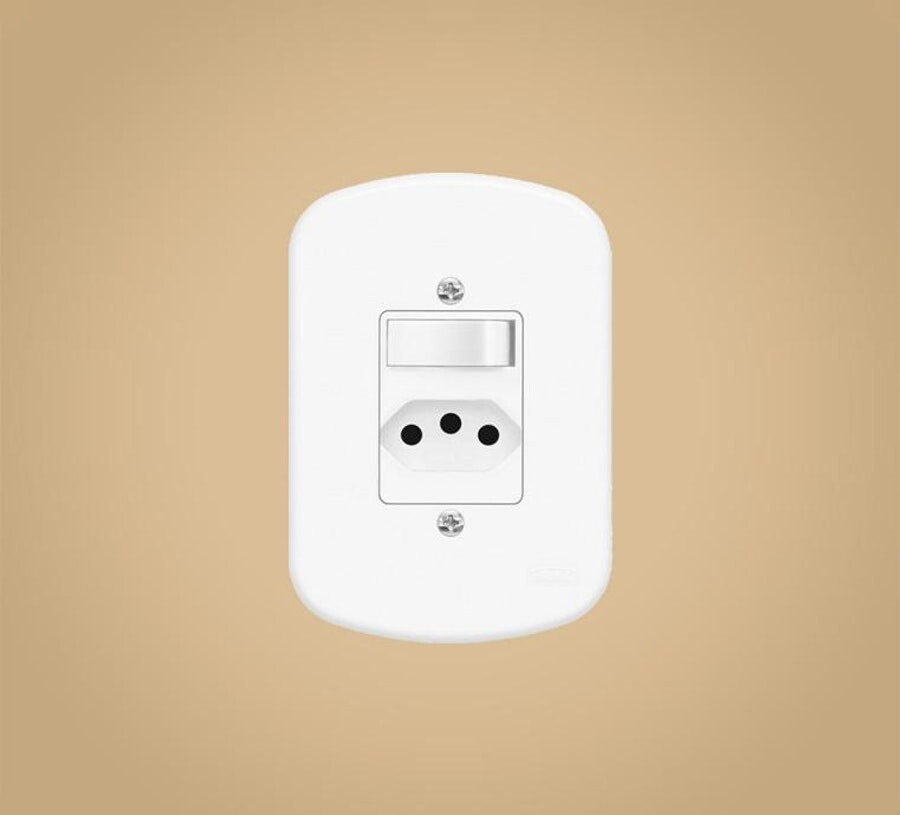 1 Interruptor Simples e 1 Tomada 2p+t 10a/250v Blanc - Fame