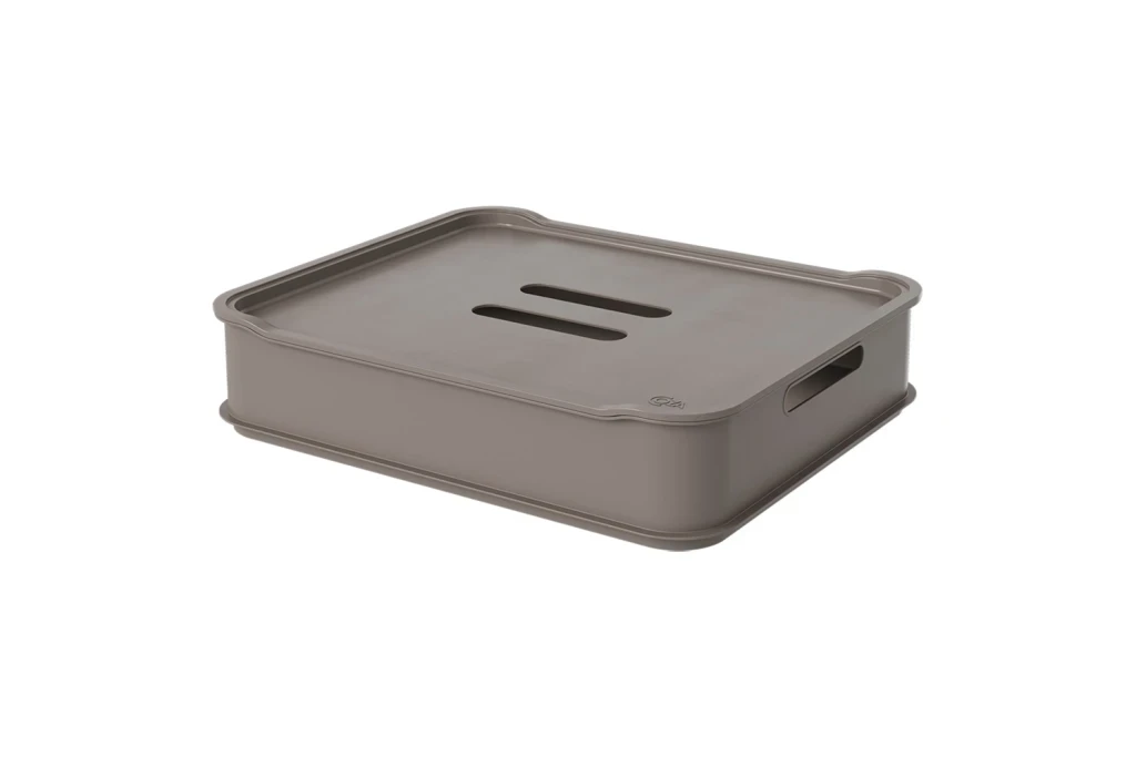 Cesta com Tampa Polipropileno Fit Maxi Warm Gray