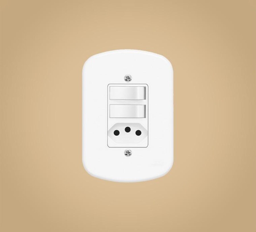 2 Interruptores Simples e 1 Tomada 2p+t 10a/250v Blanc - Fame