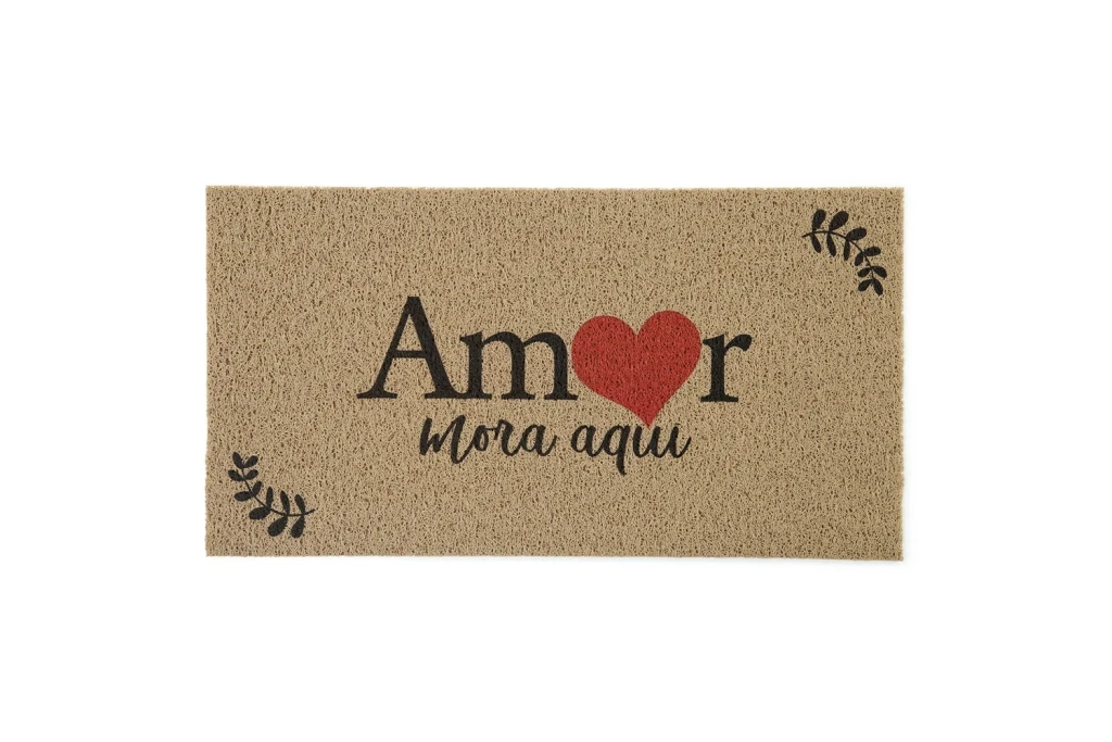 Capacho Vinil Amor Mora Aqui 40x75cm