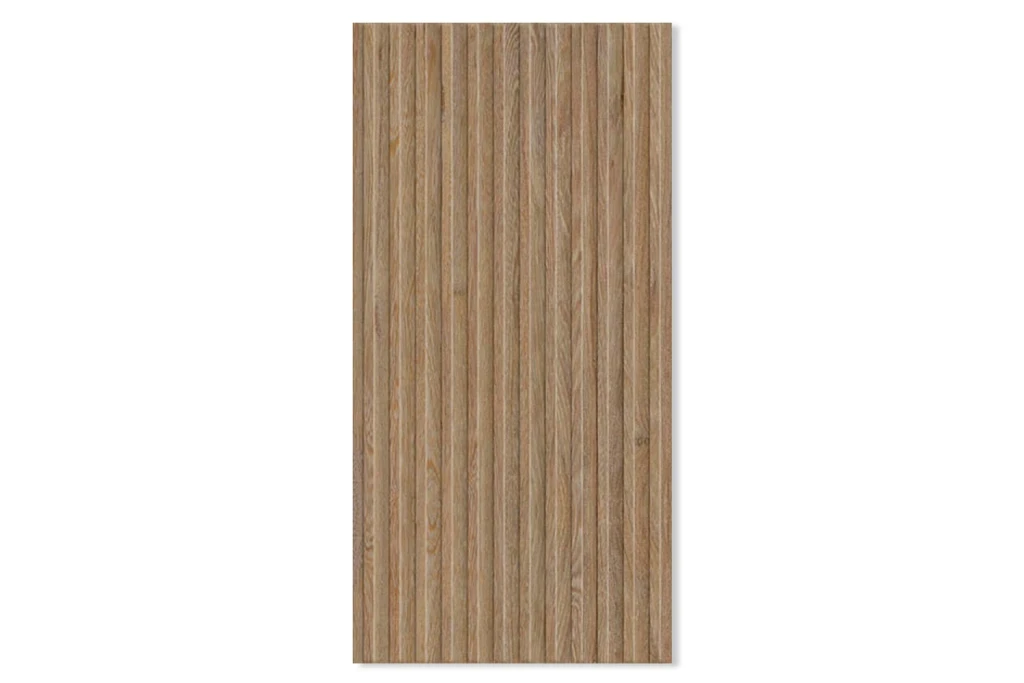Porcelanato Acetinado Retificado Up Ripado Feijó Marrom 56x113cm