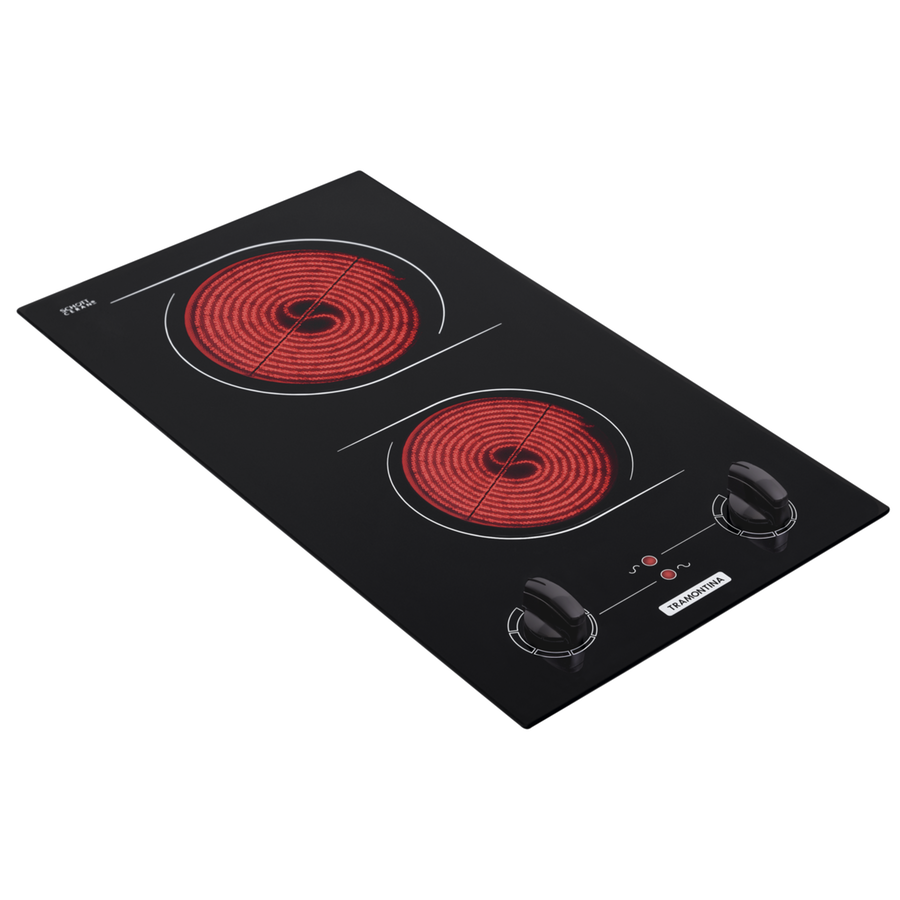 Cooktop Elétrico Tramontina Dominó Vitrocerâmico com 2 áreas de Aquecimento e Comando Manual