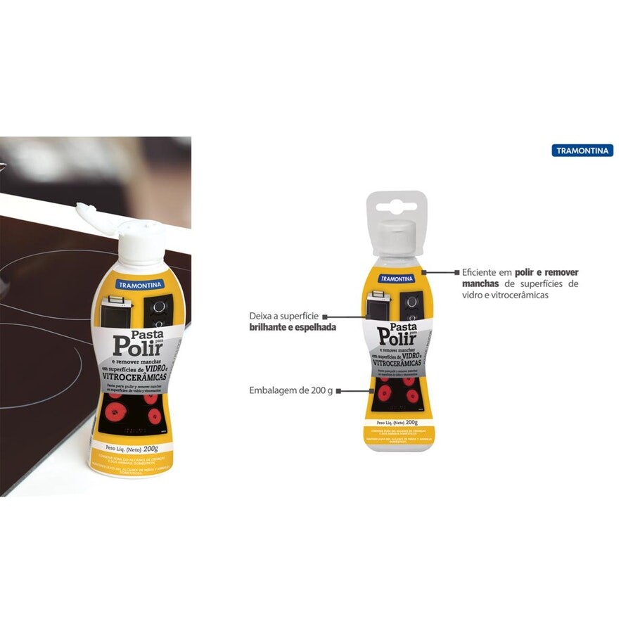 Pasta para Polimento e Remoção de Manchas em Vidro e Vitrocerâmico 200g