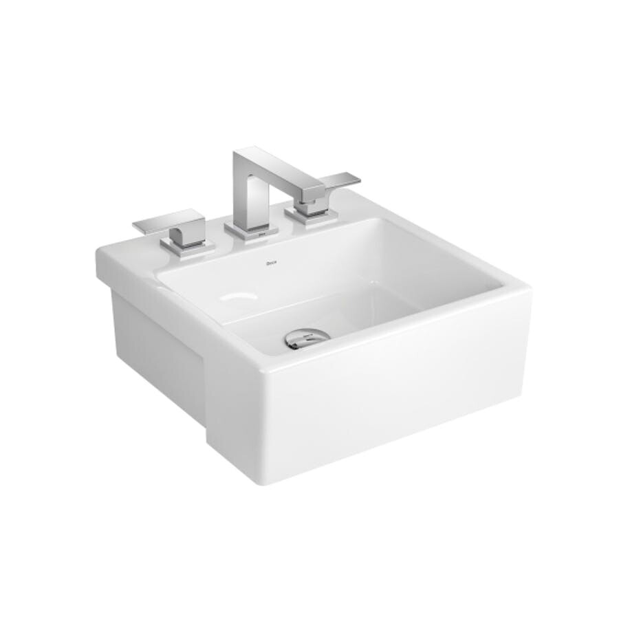 Cuba de Semi-encaixe Quadrada com Mesa Branco 420 X 420 X 160mm