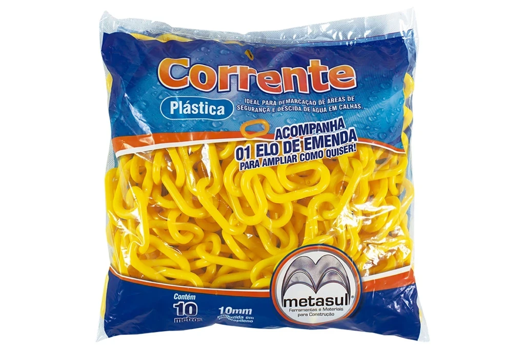 Corrente Plástica 10mm com 10 Metros Amarela