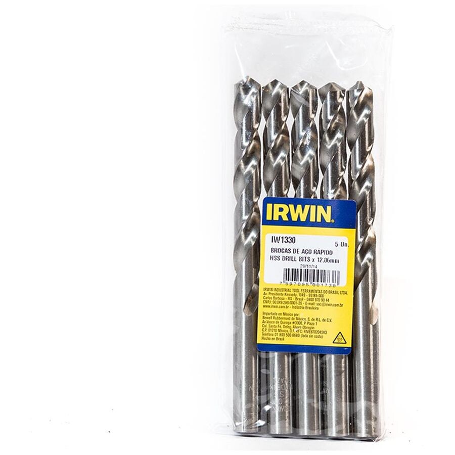 Broca Aço Rápido Irwin 12,00mm-1330 com 5 Peças - Irwin