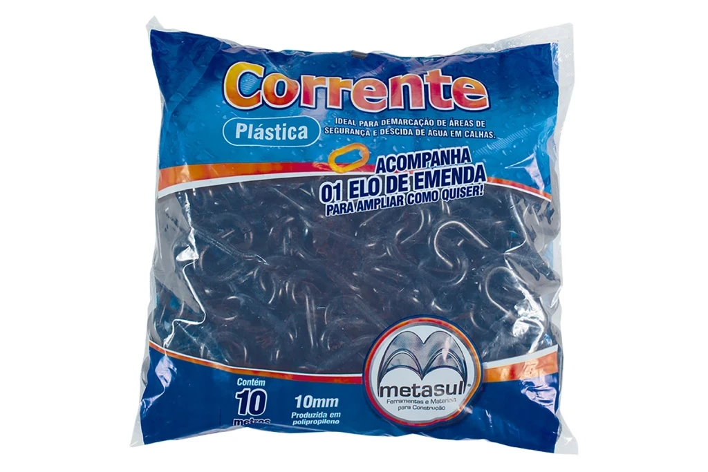 Corrente Plástica 10mm com 10 Metros Preta