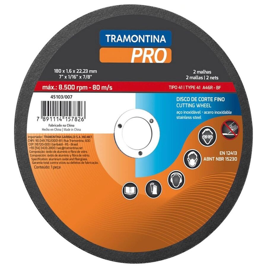 Disco de Corte 4.1/2" para Aço Inox e Materiais Endurecidos - Tramontina
