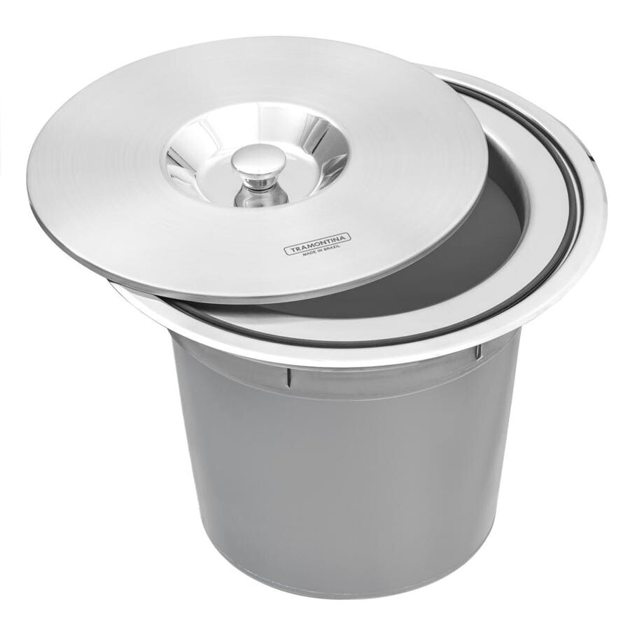 Lixeira de Embutir em Aço Inox com Balde Plástico Tramontina Clean Round 8l