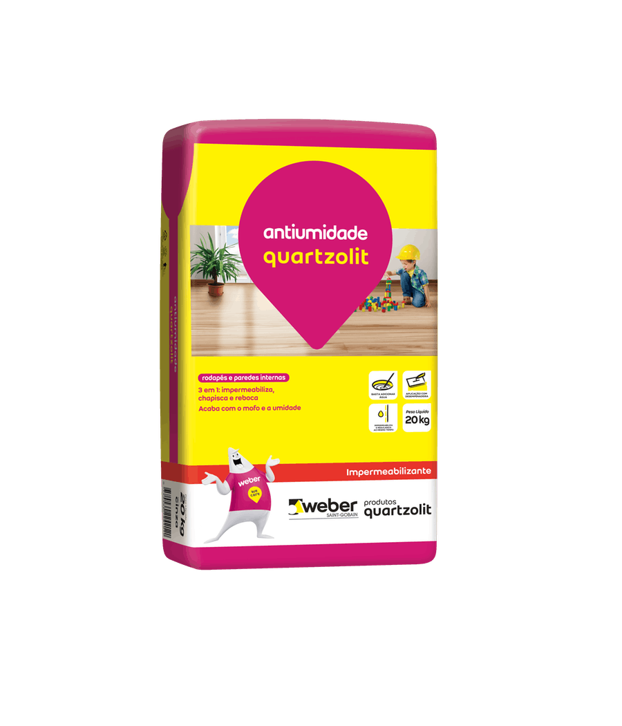 Argamassa Impermeabilizante Antiumidade Cinza 20kg - Quartzolit