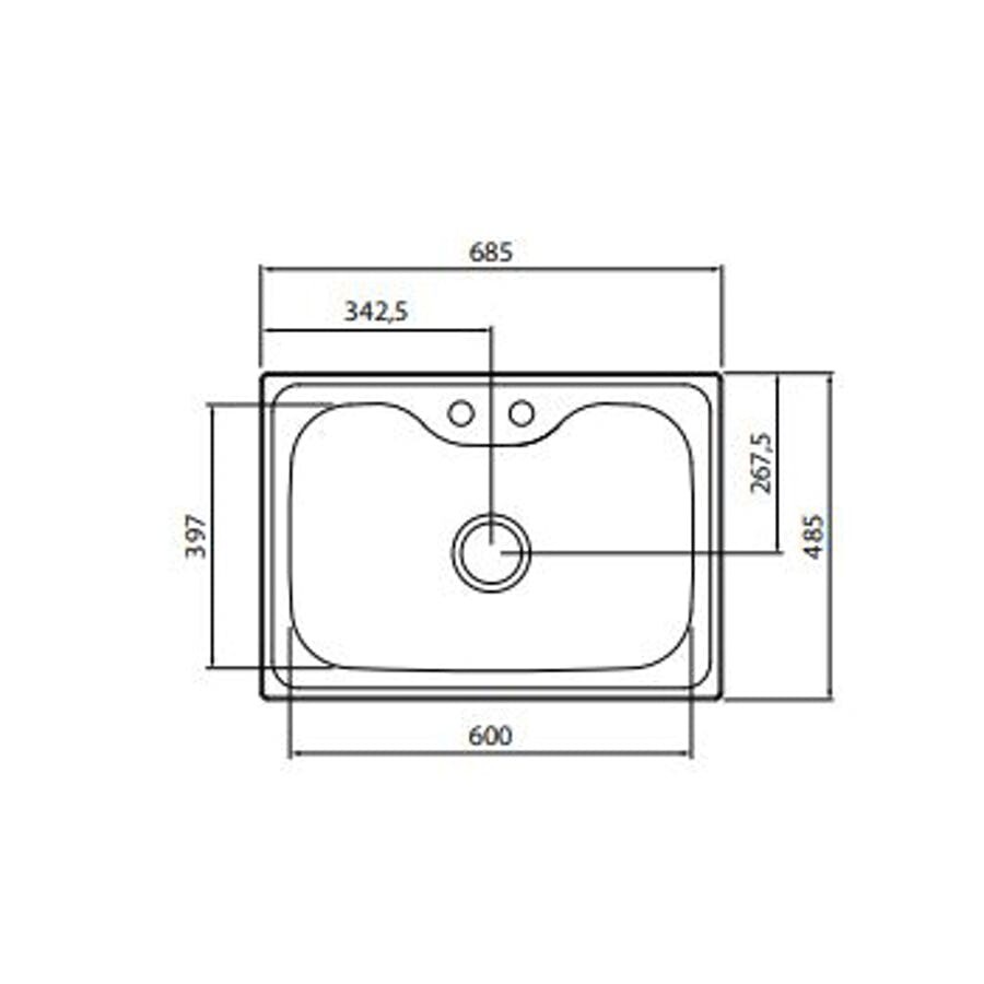 Cuba em Aço Inox 69 X 49cm Morgana 60fx Undermount com Acabamento Acetinado e Válvula