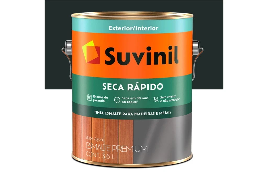 Tinta Esmalte Premium Seca Rápido Brilhante Preto 3,6 Litros